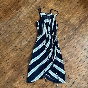 41Hawthorn S striped knit faux wrap beachy sun dress
